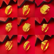 24K Gold Plated Ring 916 Cincin Emas Women's Jewelry Fashion Gold Ring