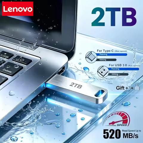 Lenovo 2TB USB 3.2 Flash Drives Ultra-Speed Metal Pen-Drive 1TB 512GB Portable USB Drive Waterproof 