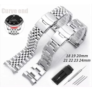 Curved End Stainless Steel Watch Band for Seiko 316L Solid Steel Jubilee Diving Bracelet SKX009 Series 18 19 20 21 22 23 24mm LQPT