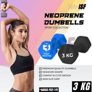 ISF Dumbell Neoprene Dumbbell Barbell Non Slip Mini Dumble Gym 3KG 3 KG Dumbbell Dumbbell Dambell Da