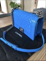 Chanel- Boy Chanel HandBag Medium, Electric Blue Patent Leather, European Limited Edition 彩藍色漆皮中型Boy