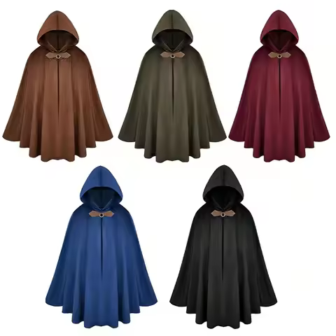 Medieval Hooded Cloak Renaissance Costume Hooded Men's Victorian Costume Hobbit Dress Up
