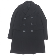 Excellent condition □ Rick Owens 15-16AW RR15F7900-N Virgin Wool Double-Breasted Chester Coat Black 