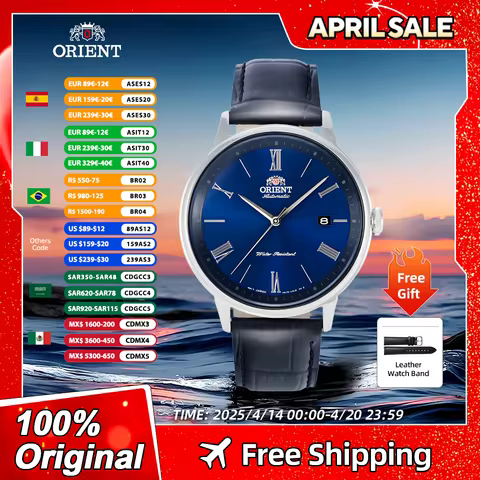 Orient Watch Original Japanese Men's fashion mechanical watch Calendar display Leather Strap Men's w