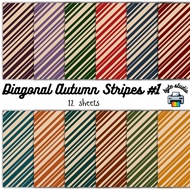 12 Sheets 8x8 Diagonal Autumn Stripes Print by byte studio | Premium Paper Craft Journal Stationery