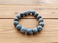 【親翠】天然翡翠 冰油黑烏雞13mm圓珠17~18手環 潮黑