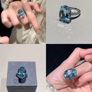 Blue Gem Water Drop Pigeon Egg Ring Light Luxury Pigeon Egg Ring