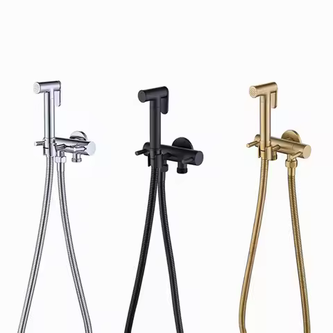 Brass brushed gold two way Bidet Spray Shower Set Copper Bidet Sprayer Lanos Toilet Bidet Lavatory G