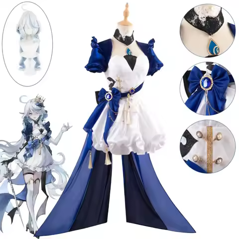 SN88 Genshin Impact Furina Aquamarine Alice Doujin Game Suit Gorgeous Dress Cosplay Costume Hallowee