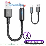ARMARIO Micro USB Cable, Short Fast Charging USB Type C Cable,  Portable Nylon 25cm Data Cable