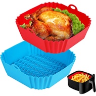 Square Silicone Air Fryer Liners Reusable Non Stick Air Fryer Pot Basket Insert for 4 to 7 QT Air Fr