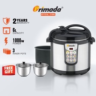 Primada 6 Liter Pressure Cooker PC6010 FREE GIFT