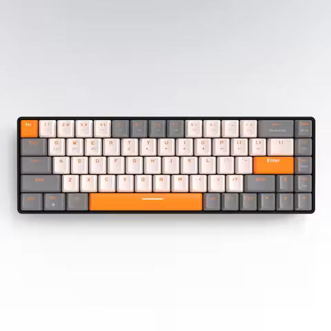 K68 Mini 68-Key Dual Mode Wireless Mechanical Keyboard Hot-Swappable Red Switch for PC iPhone iPad,K