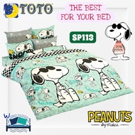 TOTO (SP113) ลายสนูปปี้ Snoopy ชุดผ้าปูที่นอน ชุดเครื่องนอน ผ้าห่มนวม ยี่ห้อโตโตแท้100%