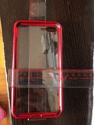 iPhone 8 plus band new hard transparent mobile case with red edges全新背面透明硬手機殼