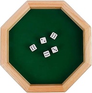 Octagonal Toy, 10-Inch Felt-Lined Wooden Dice Trays Octagonal Wooden Dice Tray - Dice Included