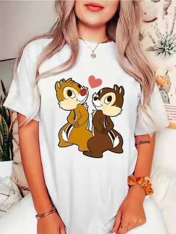 Women's Disney Chip Dale T-Shirt Soft Print Casual Everyday Wear Stylish and Comfortable Cotton