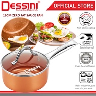 DESSINI ITALY Zero Fat 16CM Sauce Pan Aluminium Induction Non Stick Copper Milk Pot Frying Pan Casse