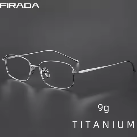 FIRADA Fashion Eyeglasses Vintage Luxury Pure Titanium Eyewear Square Optical Prescription Glasses F