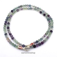 STONE NECKLACE สร้อยคอหินแท้ หินฟลูออไรต์ fluorite ขนาด 5 มม. ตะขอเงินลงยา by siamonlineshop