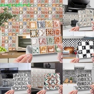 AUGUSTINE 10Pcs Mosaic Crystal Tile Stickers, 10x10CM 3D Mosaic Tiles Wall Sticker, Art Mural PVC Creativity Self-Adhesive Brick Tile Stickers Kitchen