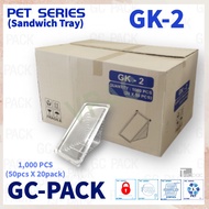 GK-2 Sandwich Box with Lock (BULK 1,000) Bakery Disposable Plastic Tray Clear Food Box / BENXON BX S