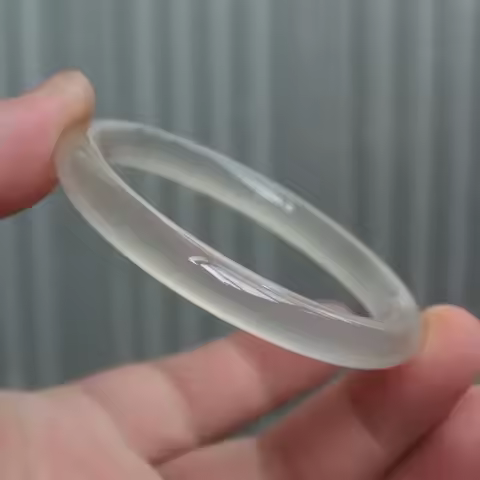 Original color unburned Madagascar round agate bracelet ice champagne chalcedony jade bangle health 