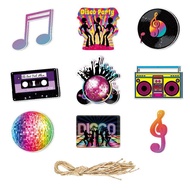 18Pcs/set Disco Party Decorations Hanging Swirls 70s 80s 90s Musical Note Spiral Birthday Hippie Cei