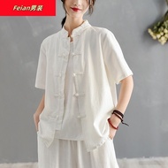 夏季新中国风棉麻盘扣唐装短袖民族风休闲中式上衣男女衬衫 Summer New China Cotton Linen Buckle Tang Suit Men Wome ErnGbt3lm40627