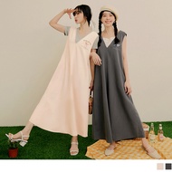 OB DESIGN ★ KITTY PRINTED CASUAL V-NECK SLEEVELESS MAXI DRESS ★ 2 COLOR ★ S-XXXL SIZE ★ PLUS SIZE