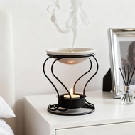 [nvnrbso] Decorative Wax Melt Burner Metal Oil Burner with Ceramic Plate European Metal Oil Burner W