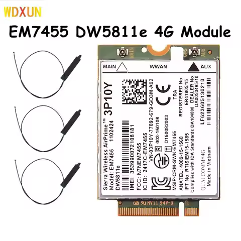 4G LTE modular DW5811e EM7455 LTE 4G NGFF Module DW5811E 3P10Y 300M para E7270 E7470 E7370 E5570 Sem