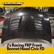 Js Racing FRP Front Bonnet Hood Honda Civic FD FD2R