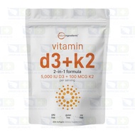 MicroIngredients Vitamin D3 5000 IU + K2 100 mcg, 300 Softgels