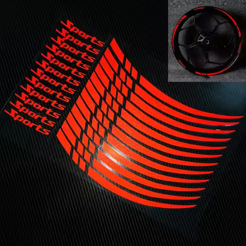 12pcs Motorcycle Bicycle Wheel Rim Stripe Wheel Decal Tape Sticker 18-21 Inch Sport Reflective Rim T