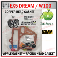 APPLE GASKET - Copper Racing Head Gasket - HONDA EX5 DREAM / W100 - 53MM / 56MM