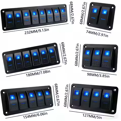 2-Group,3-Group, 4-Group, 5-Group, 6-Group, 8-Group Rocker Switch Panel , 12V/24V Cars, Ships, ATV T