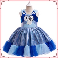 Bluey Girls Dress Summer Cute Cartoon Little Princess Dresses For Birthday Party Gift 1-6 Years Kids