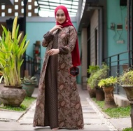 Baju Gamis Batik Wanita Jumbo Kombinasi Modern Terbaru Lebaran 2022