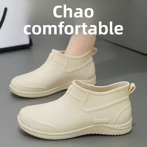 Women's Short Rain Boots Low Cut Kitchen Work Anti-slip Waterproof Shoes Spring Autumn Winter Casual