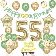 55th Birthday Decoration Man Women, Gold Banner 55th Birthday Garland Decoration 55th Man Avocado Gr