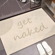 A Doormat Featuring The Phrase 'Get Naked' Along With Plant Line Patterns, Perfect For Entryways, Di