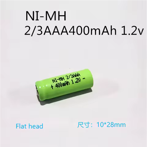 6-15pcs/lot NI-MH 2/3AAA 400mAh1.2V Flat Head Rechargeable Battery