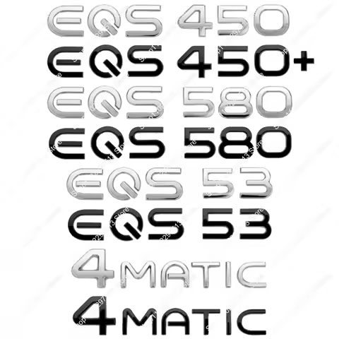 3D Letters Glossy Black EQS53 EQS450 EQS450 EQS580 4MATIC ABS Emblem For V297 Series Car Rear Trunk 
