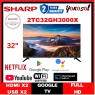 Sharp 2TC32GH3000X Android TV  32 Inch Smart TV FHD  Television  Youtube Netflix  Google cast (Repla