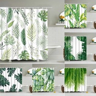 Tropical Green Leaf Palm Cactus Shower Curtain Landscape Bathroom Curtain Waterproof Polyester Showe
