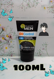 3in1 Garnier Men Oil Control Charcoal 100ml - Sabun Cuci Muka, Scrub, Mask Mengurangi Minyak Berlebi