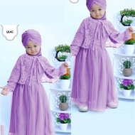 gaun dress baju gamis anak perempuan umur usia 3 4 5 6 tahun thn th - lilac size : s