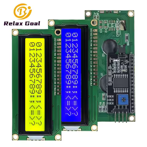 LCD1602 IIC LCD Display Module 16x2 Character LCD PCF8574 PCF8574T I2C Adapter Interface 5V Blue Yel