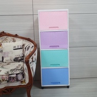 Wide Club Flip Rattan White Japan Color 4 Layers - Sliding Door Plastic Cupboard - Minimalist Plasti